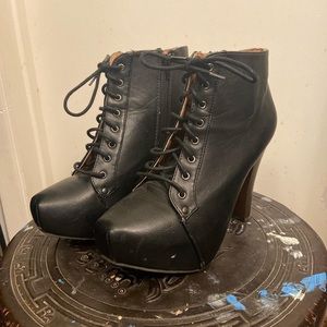 black ankle lace up boots
